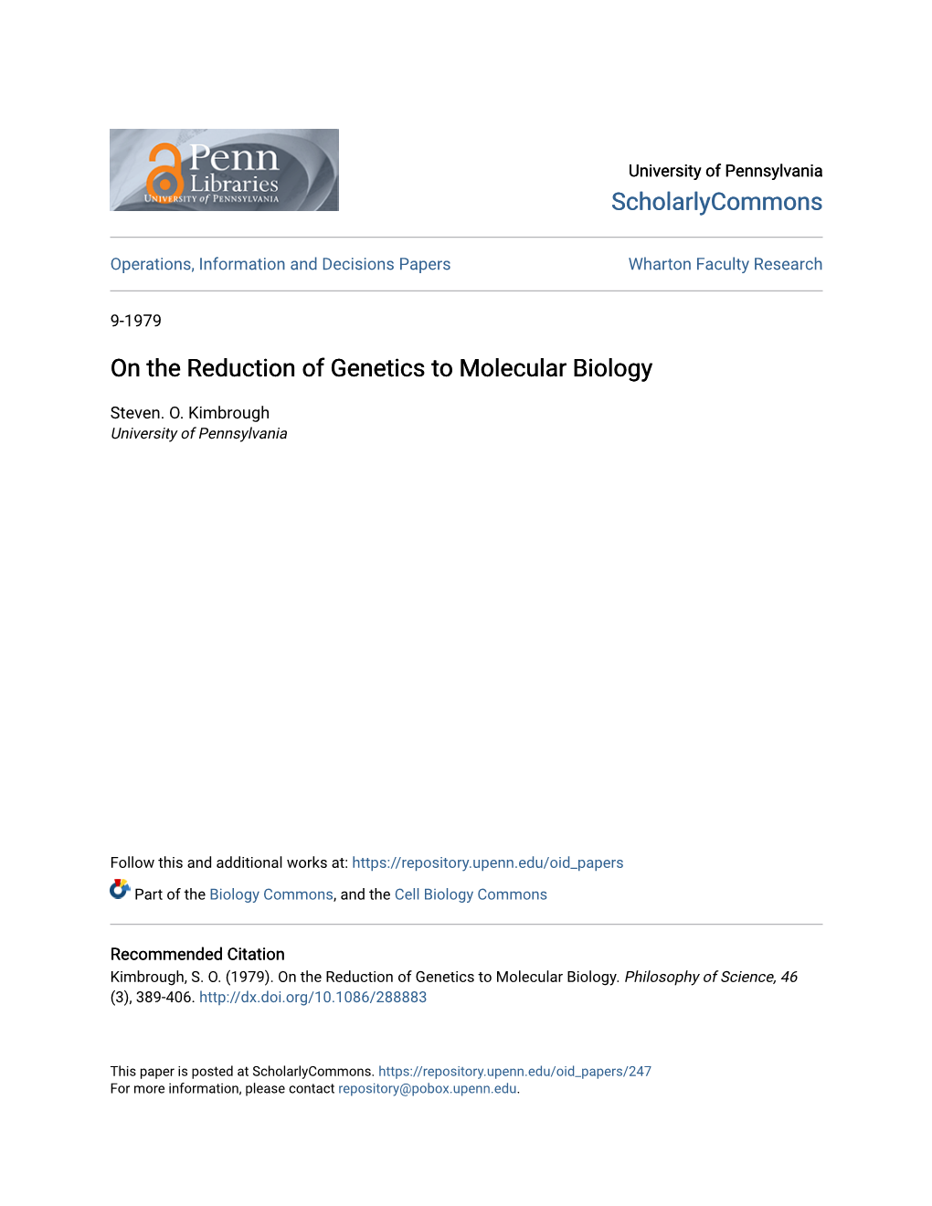 On the Reduction of Genetics to Molecular Biology