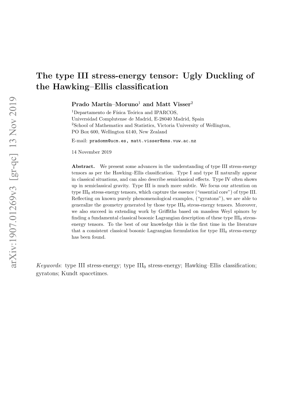 The Type III Stress-Energy Tensor: Ugly Duckling of the Hawking–Ellis