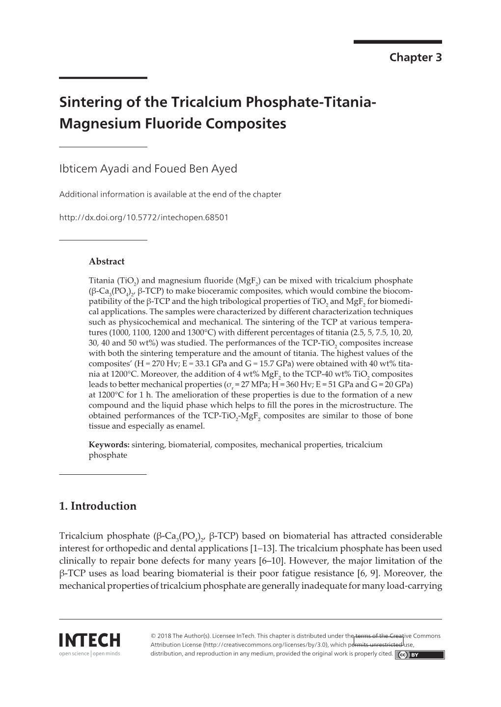 Sintering of the Tricalcium Phosphate-Titania-Magnesium Fluoride Composites 47