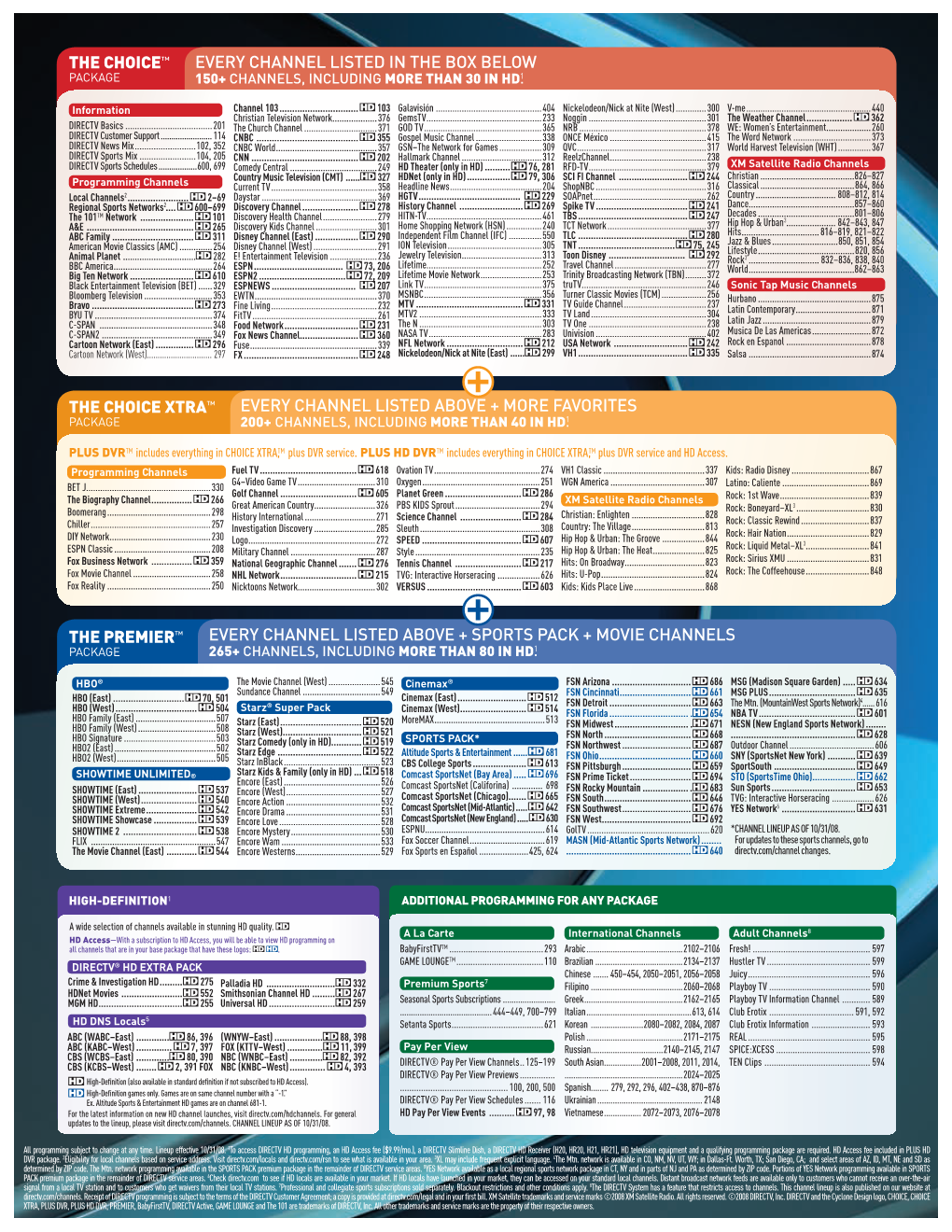 The Choice Xtra™ EVERY CHANNEL LISTED in THE