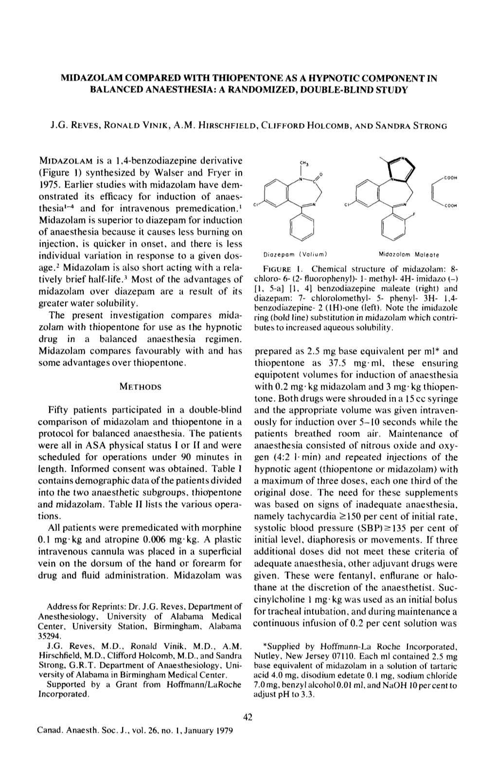 Midazolam Compared with Thiopentone As a Hypnotic Component in Balanced Anaesthesia: a Randomized, Double-Blind Study