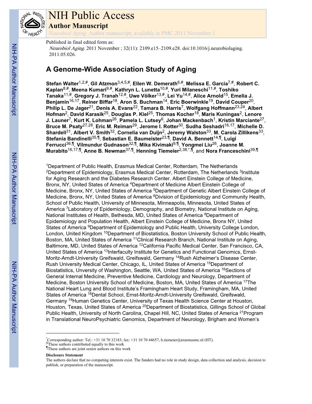 NIH Public Access Author Manuscript Neurobiol Aging