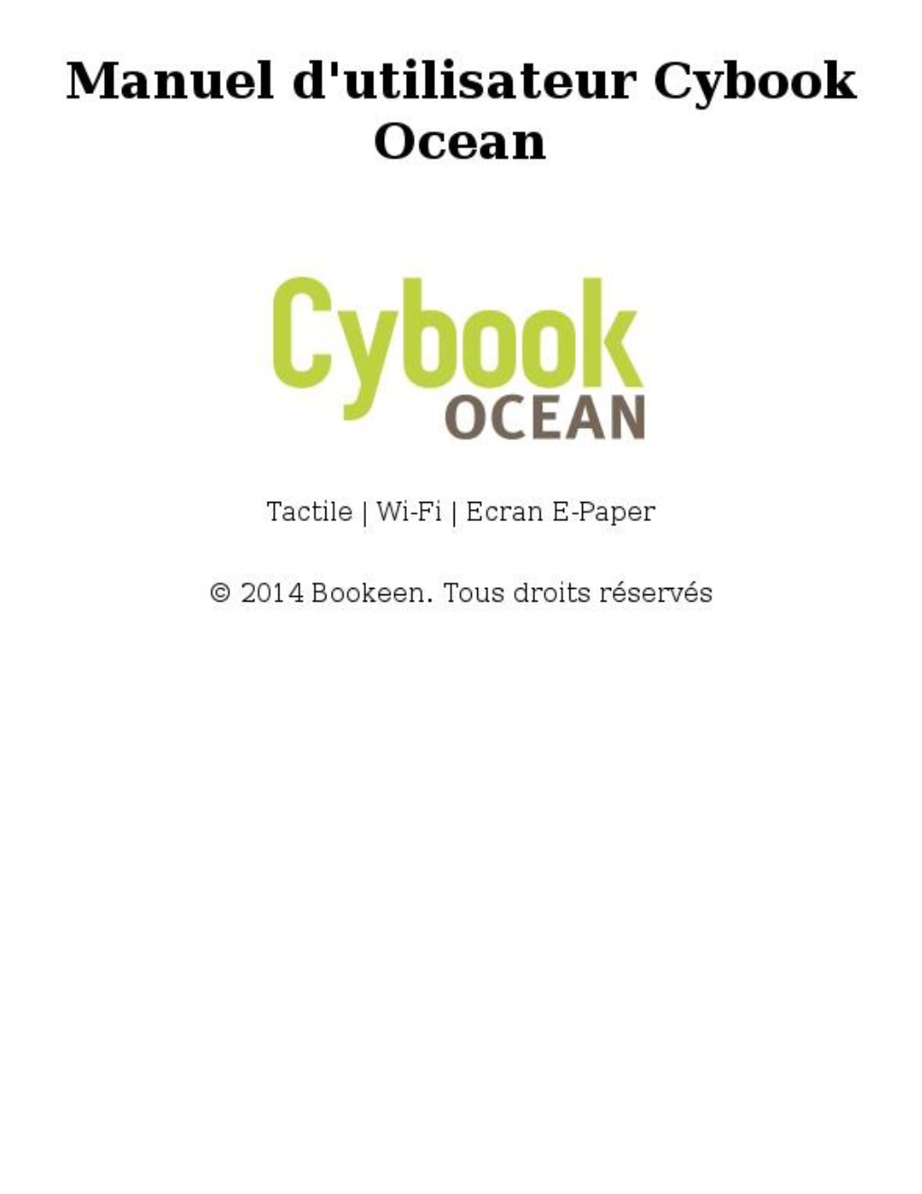Cybook Ocean Tactile | Wi-Fi | Ecran E-Paper