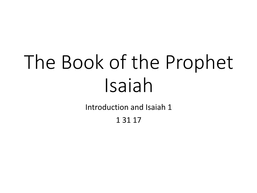 The Book of the Prophet Isaiah