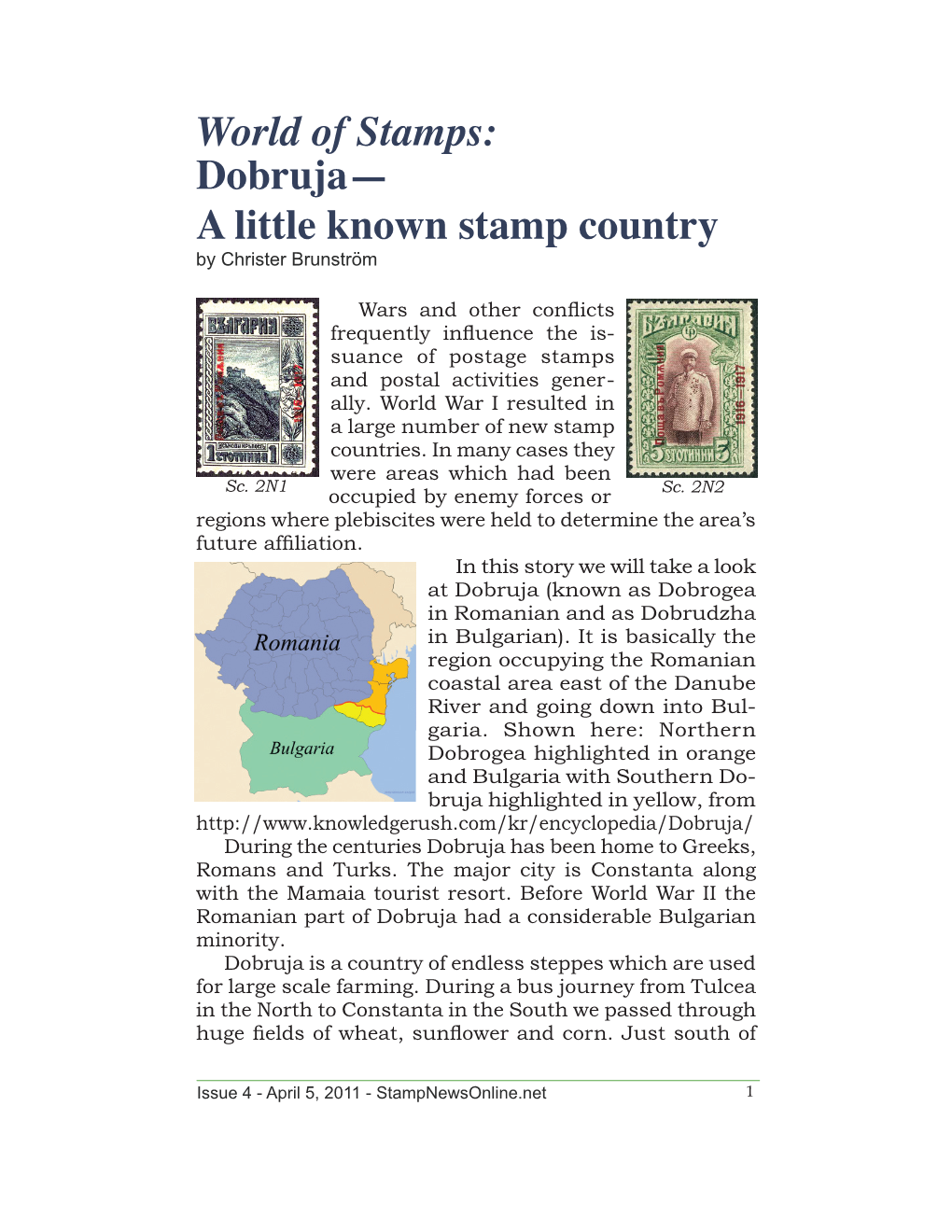 Dobruja— a Little Known Stamp Country by Christer Brunström