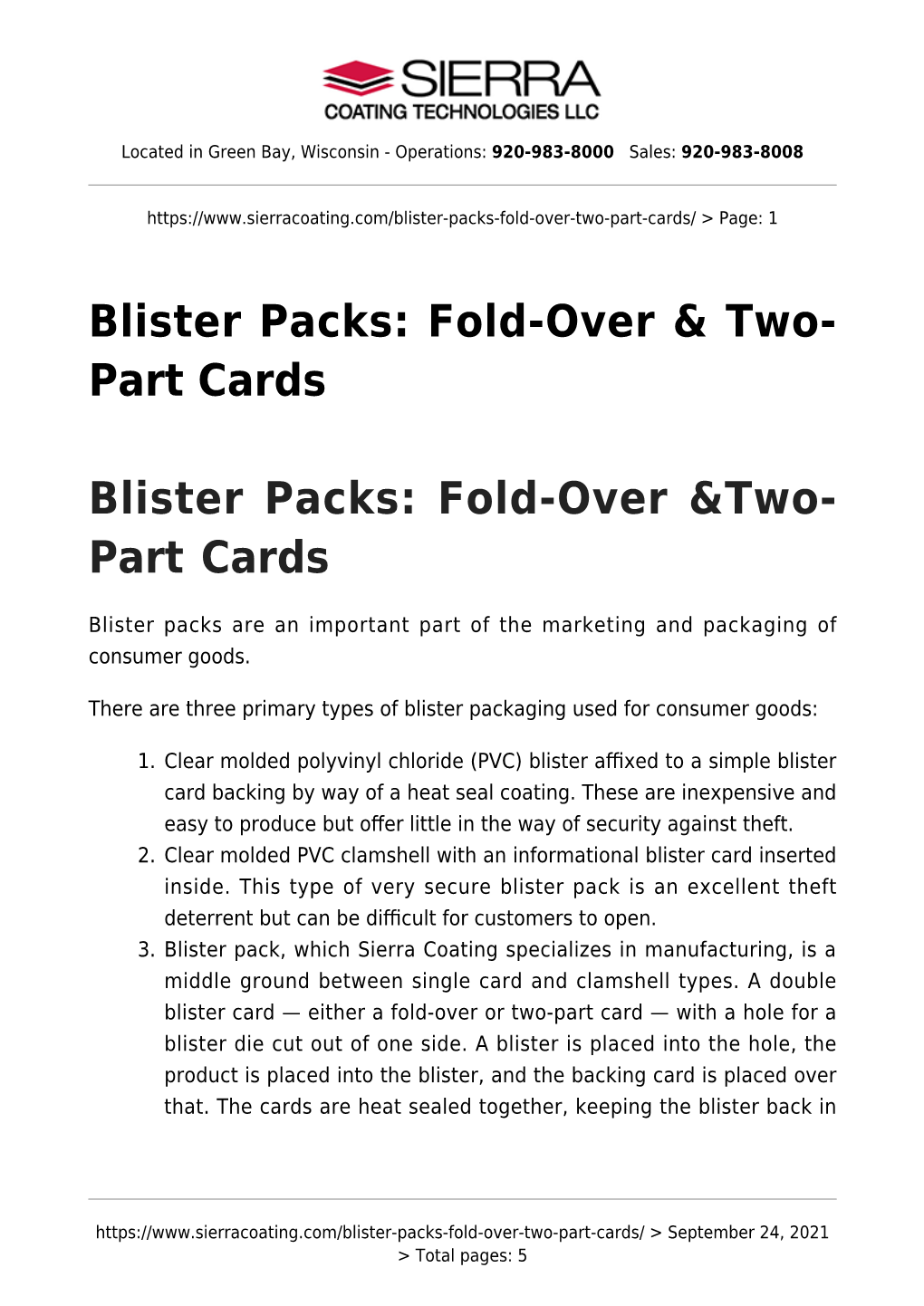 Blister Packs: Fold-Over & Two-Part Cards