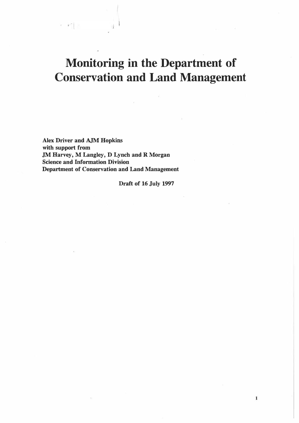 Monitoring in the Department of Conservation and Land Management