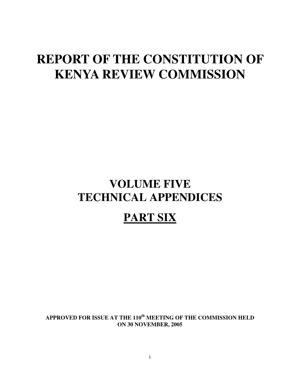 Report of the Constitution of Kenya Review Commission