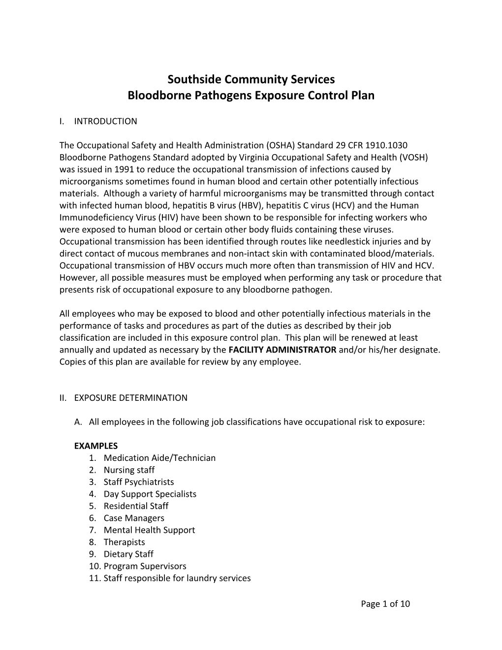 Bloodborne Pathogens Exposure Control Plan s3