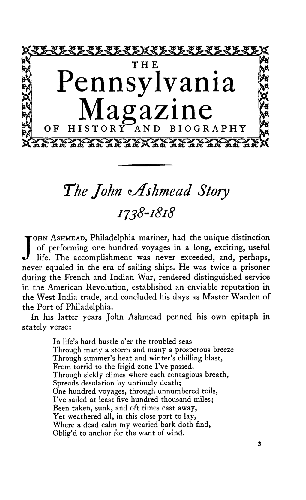 Pennsylvania Magazine of HISTORY and BIOGRAPHY