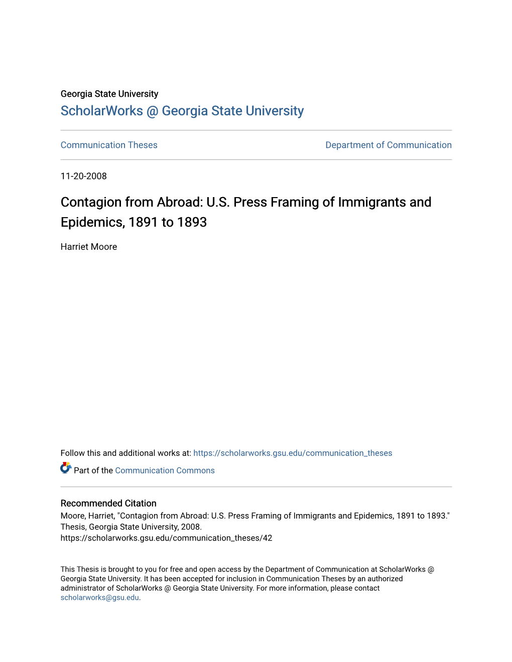 US Press Framing of Immigrants and Epidemics, 1891 to 1893