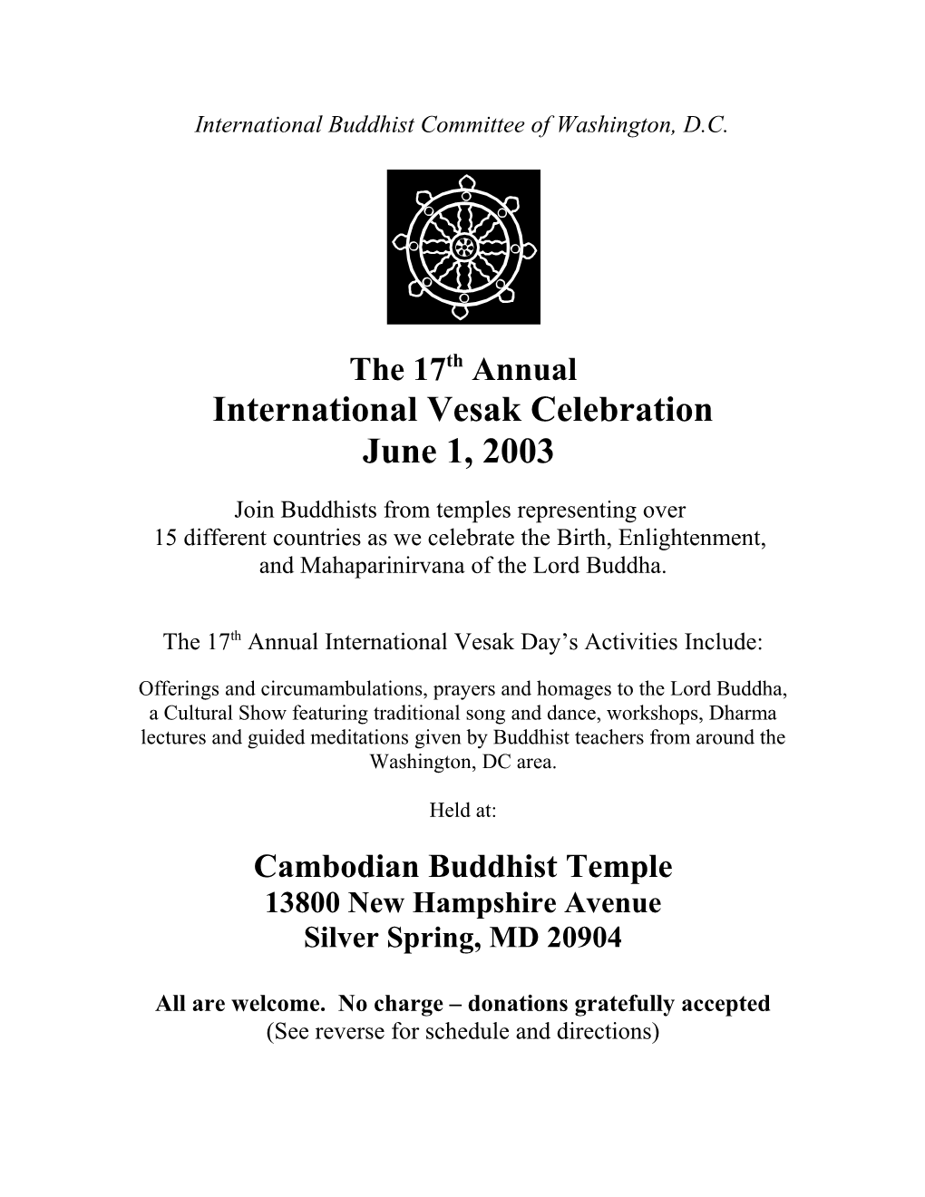 International Buddhist Committee of Washington, D