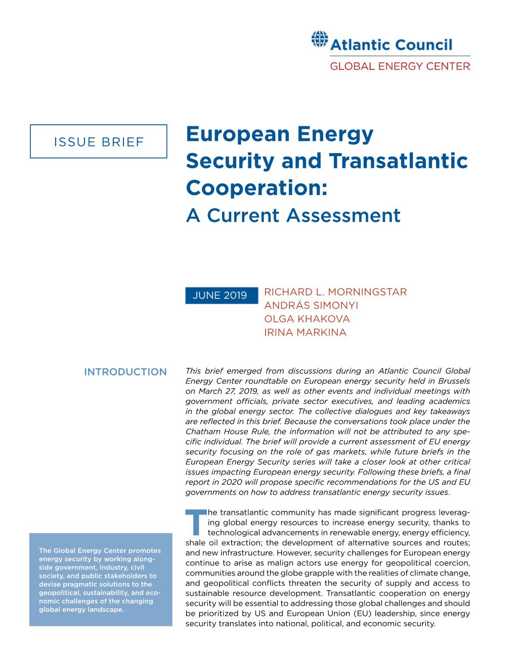 European Energy Security and Transatlantic Cooperation: a Current Assessment