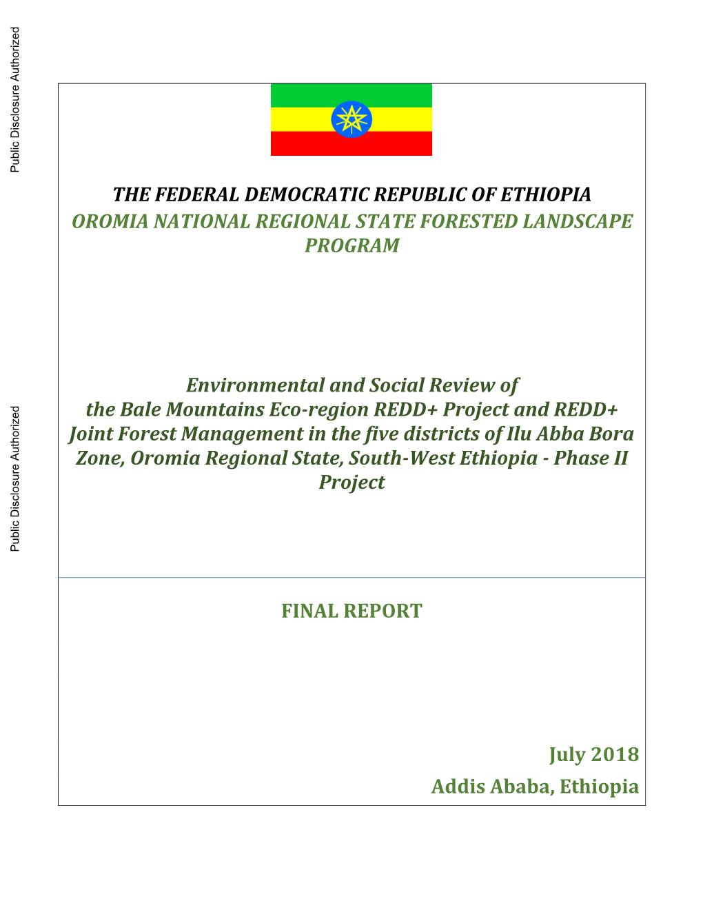 Phase II Project FINAL REPORT July 2018 Addis