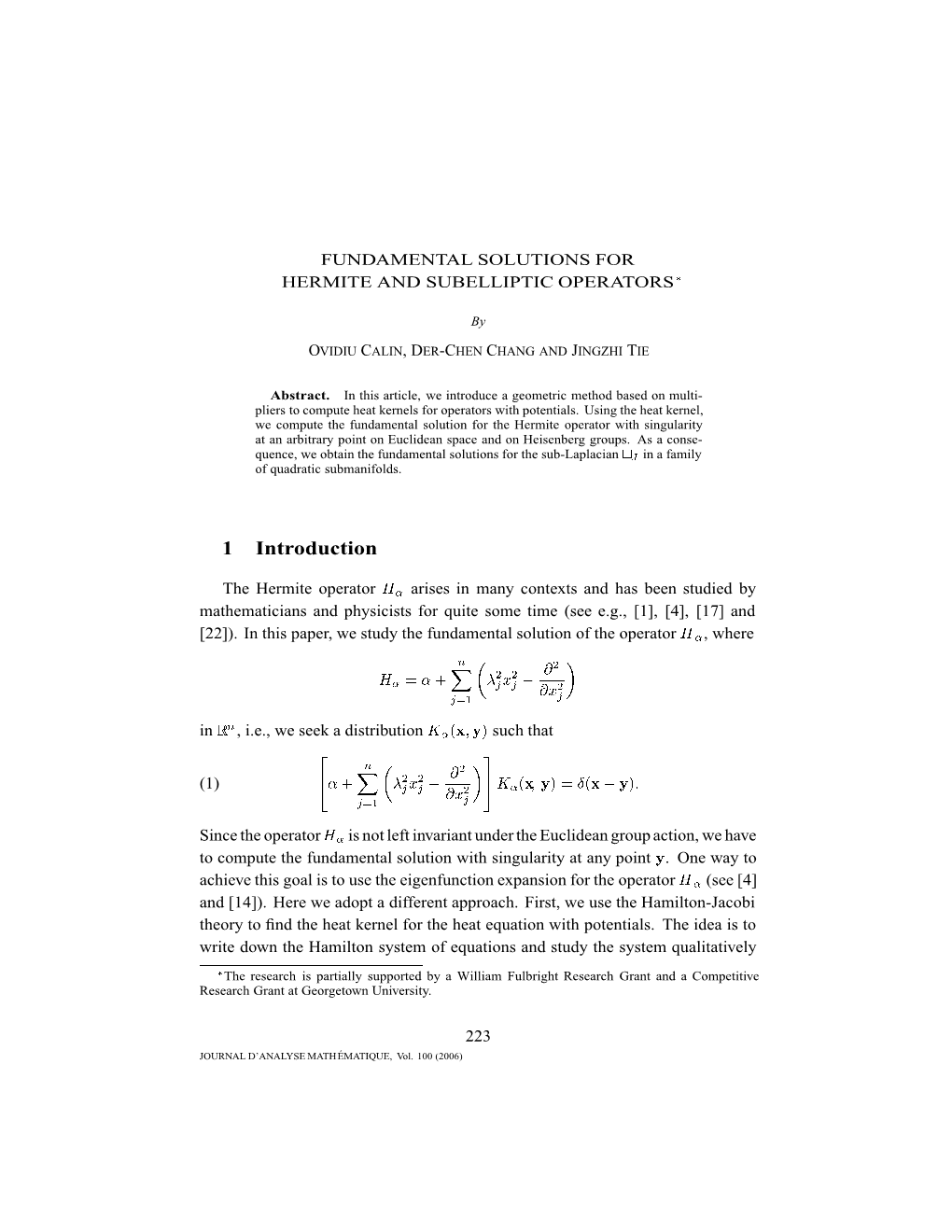 Fundamental Solutions for Hermite and Subelliptic Operators