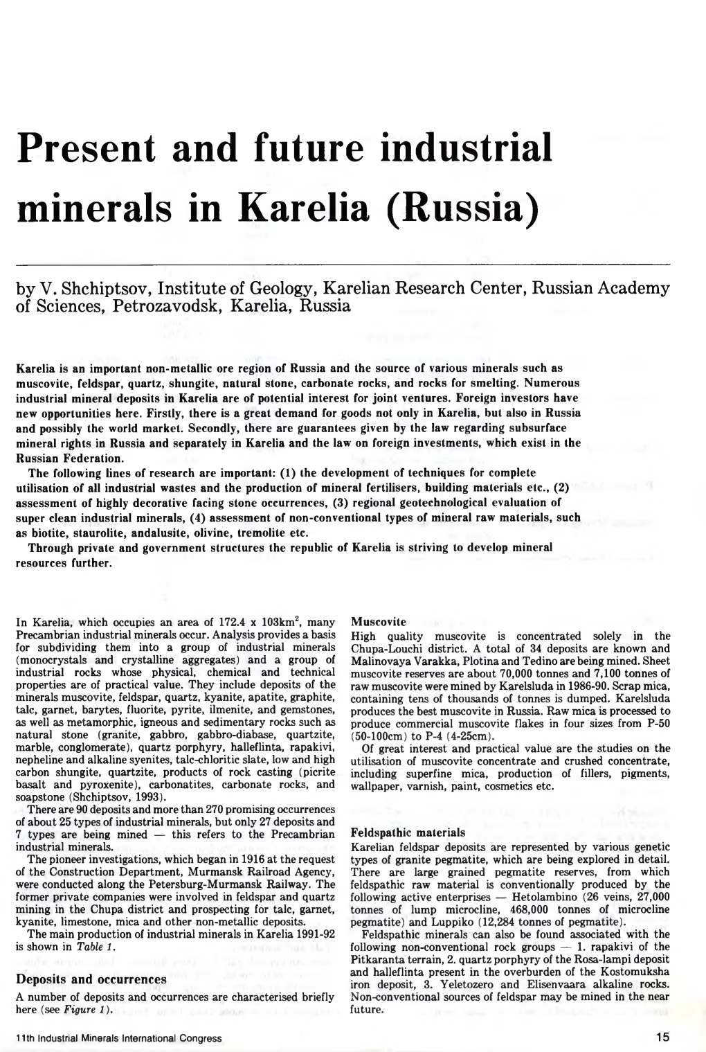 Present and Future Industrial Minerals in Karelia (Russia)