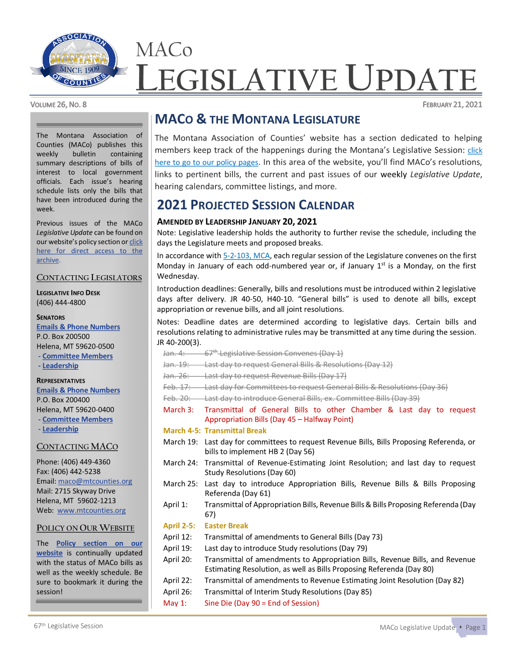 Legislative Update Volume 26, No