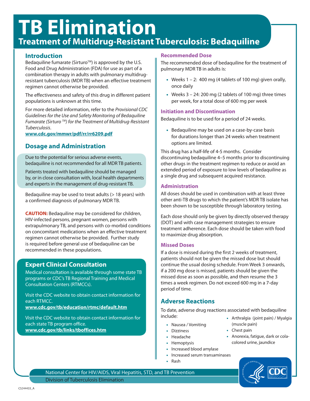 TB Eliminationtreatment of Multidrug-Resistant Tuberculosis