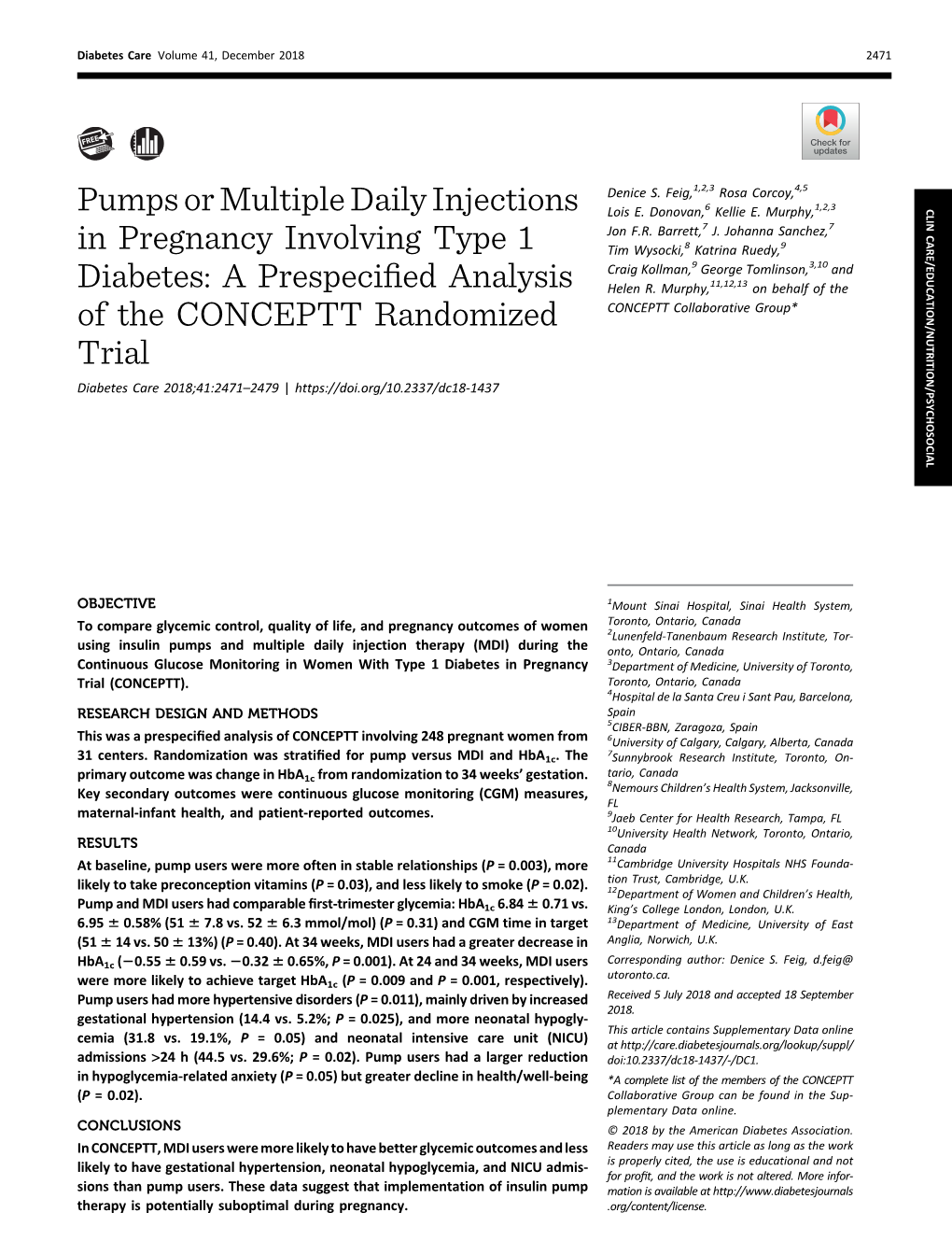 Pumps Or Multiple Daily Injections in Pregnancy Involving Type 1 Diabetes