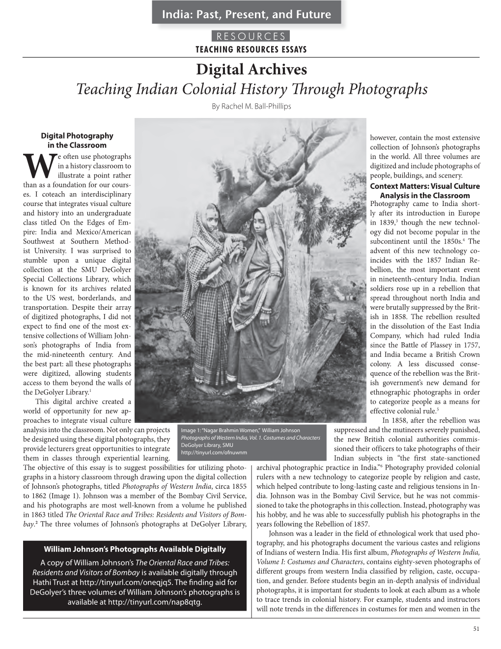 Digital Archives Teaching Indian Colonial History Through Photographs by Rachel M