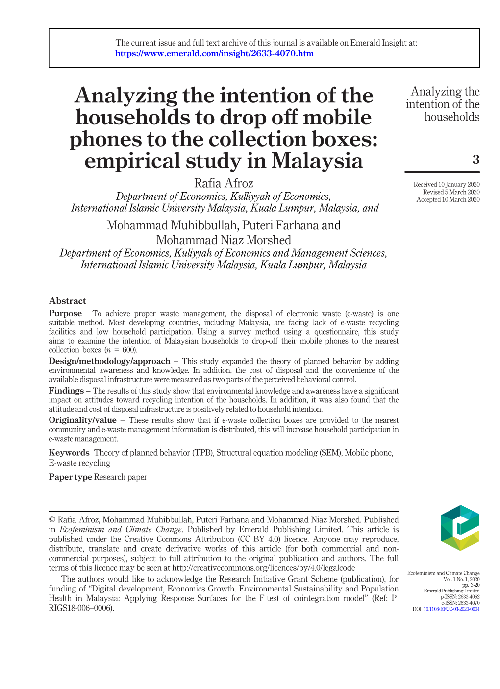 Analyzing the Intention of the Households to Drop Off Mobile