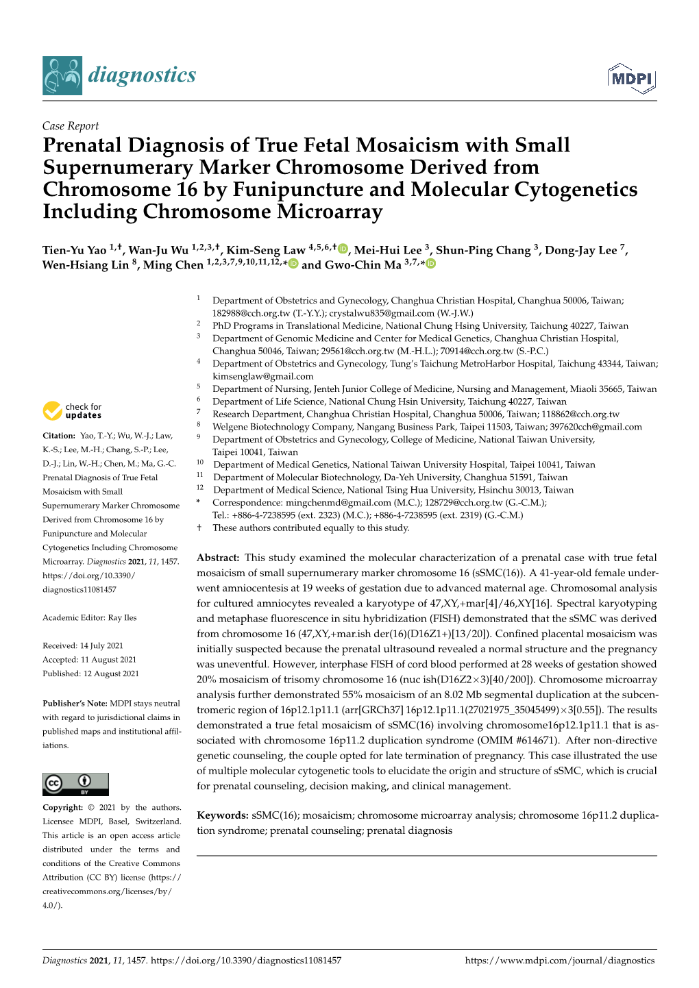 Prenatal Diagnosis of True Fetal Mosaicism with Small