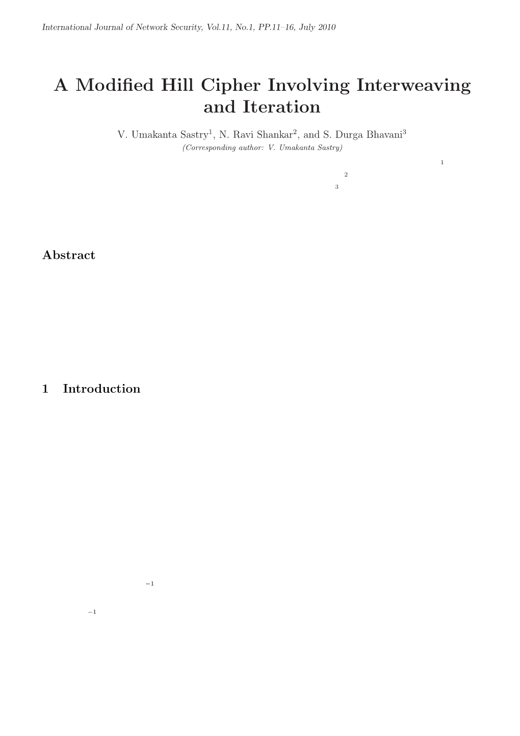 A Modified Hill Cipher Involving Interweaving and Iteration