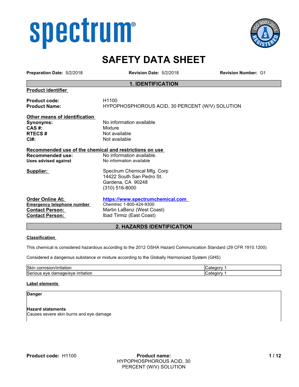 Safety Data Sheet