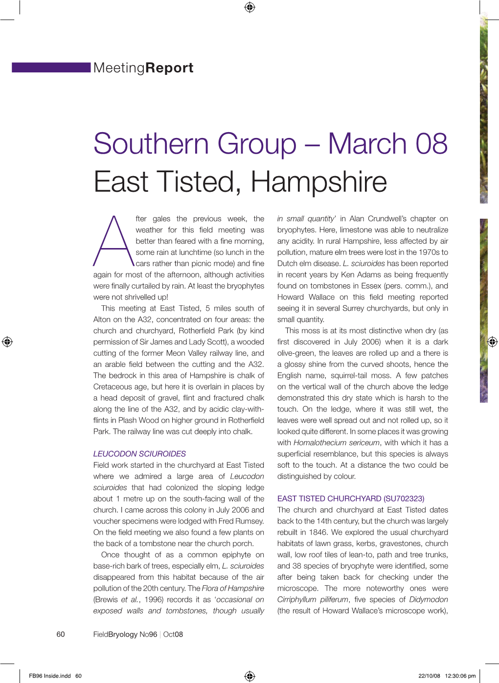 Southern Group – March 08 East Tisted, Hampshire