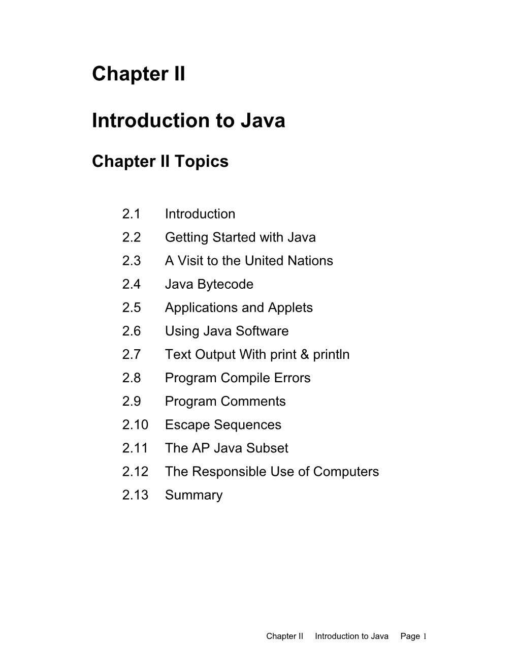 Introduction to Java