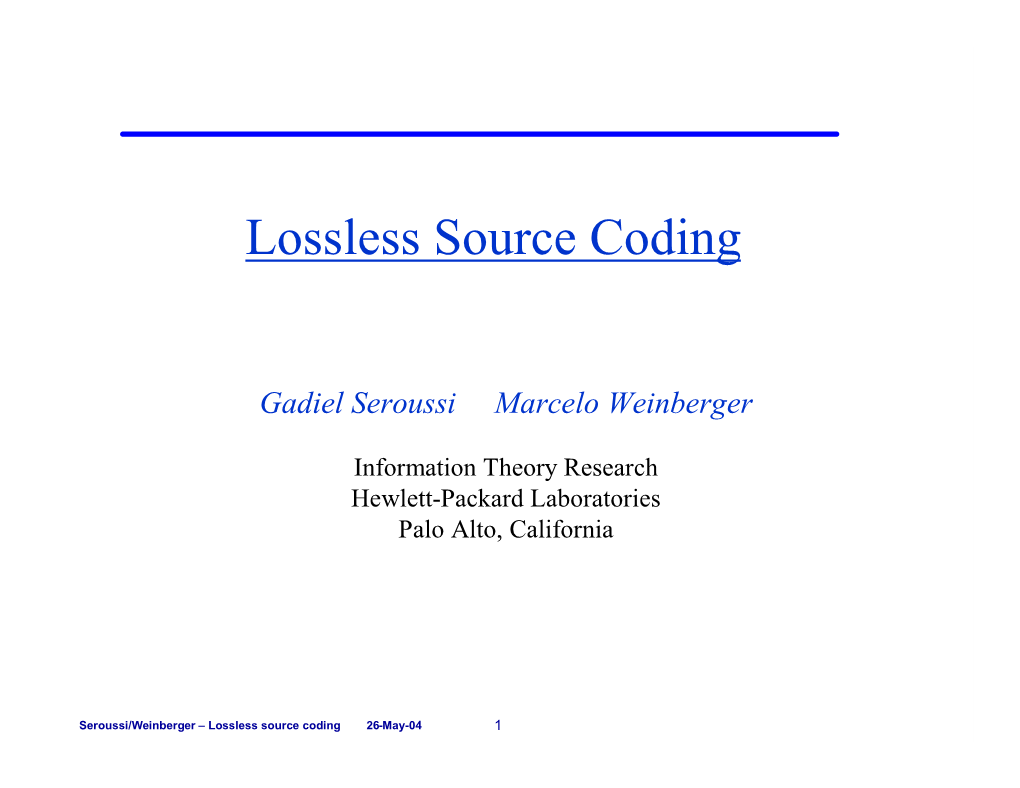 Lossless Source Coding