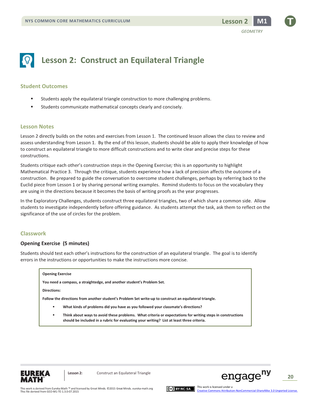 Lesson 2: Construct an Equilateral Triangle