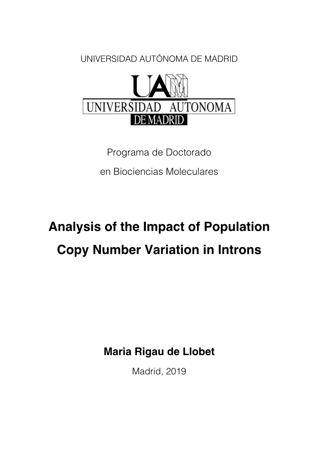 Analysis of the Impact of Population Copy Number Variation in Introns