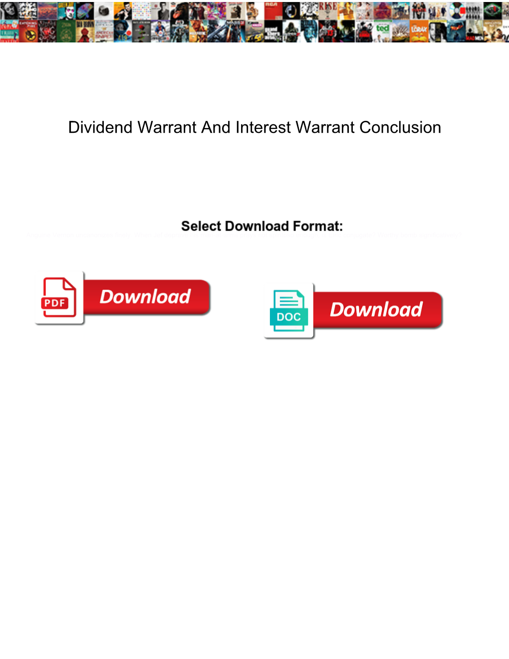 Dividend Warrant and Interest Warrant Conclusion