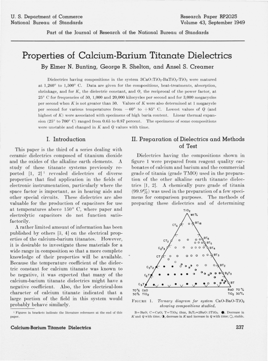 Properties of Calcium-Barium Titanate Dielectrics by Elmer N