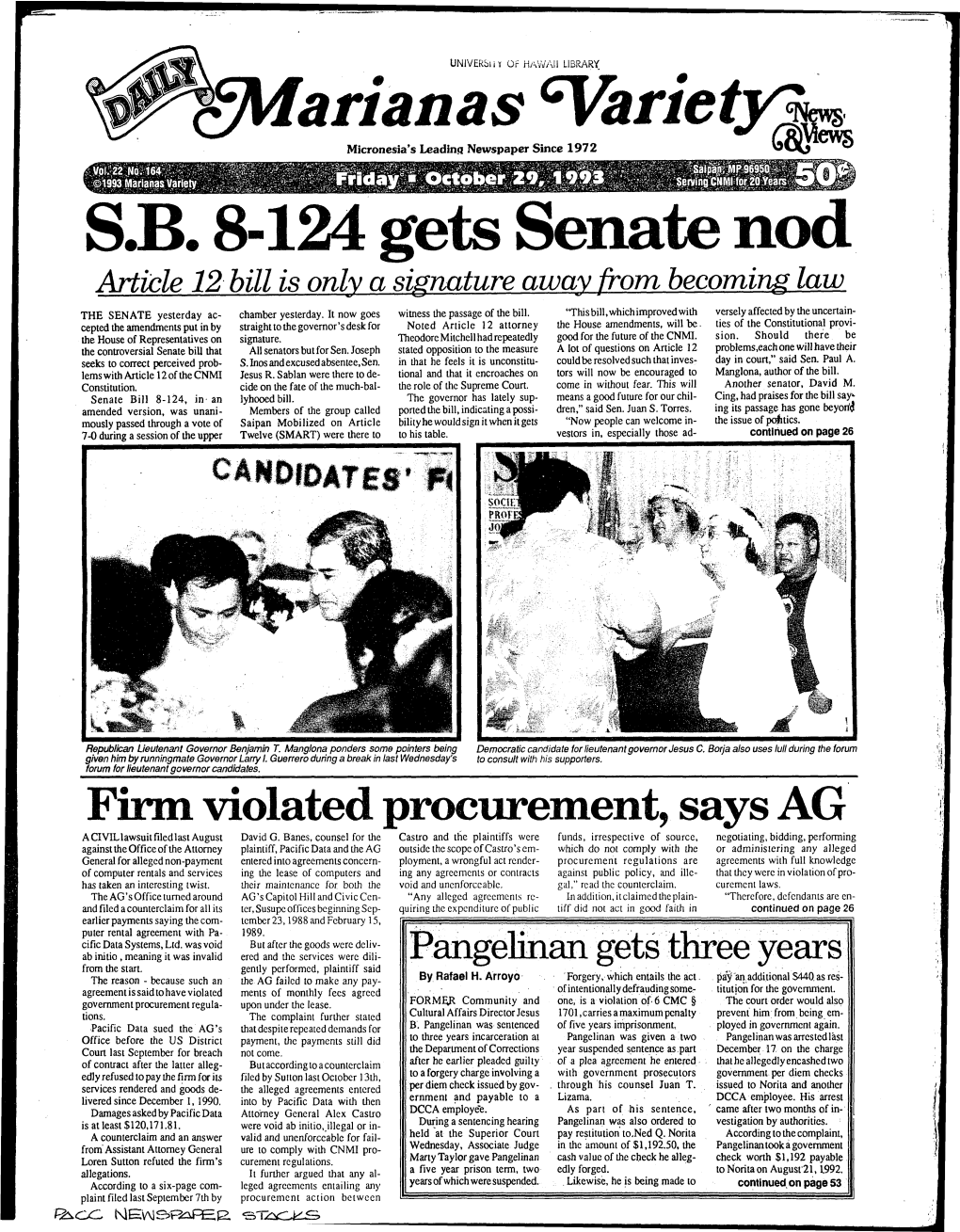S.B. 8-124 Gets Senate Nod Article 12 Bill Is Only a Signature Away from Becoming Law