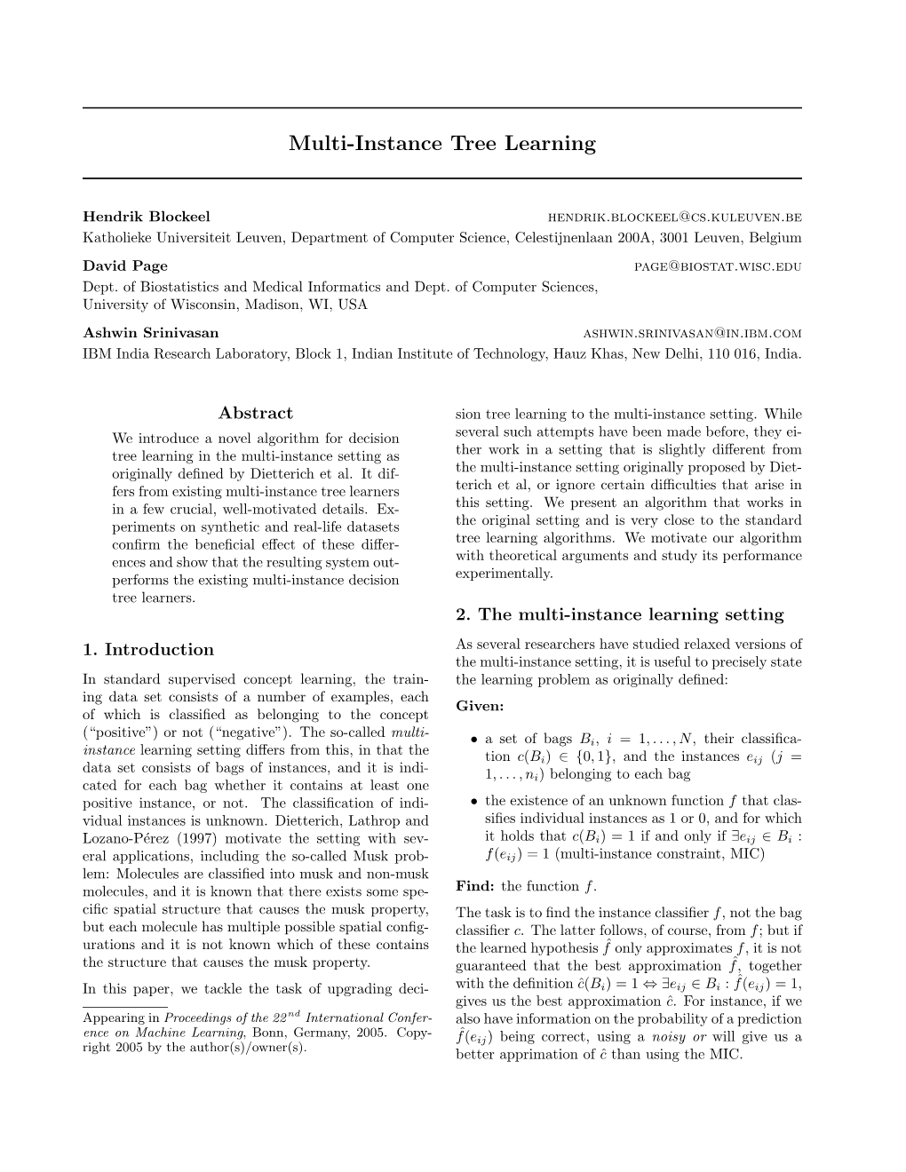 Multi-Instance Tree Learning