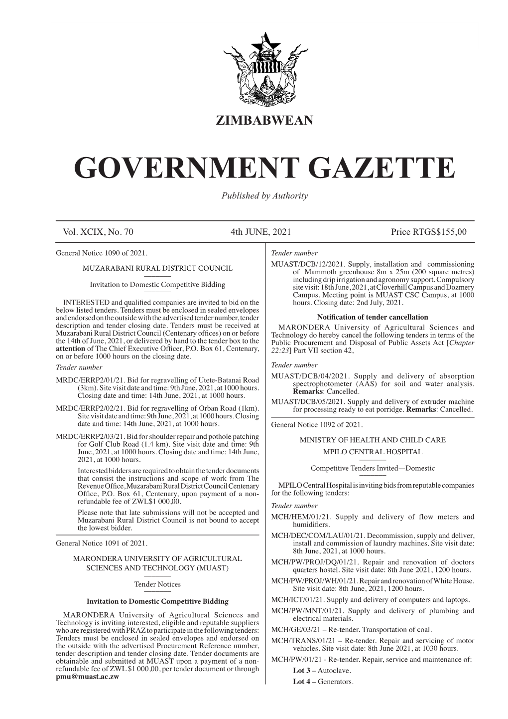 Government Gazette Extraordinary Vol. XCIX, No. 70