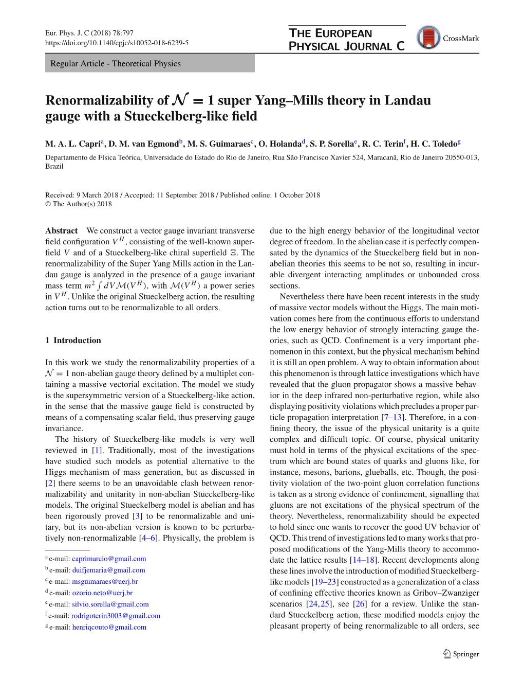 Renormalizability of Super Yang–Mills Theory in Landau Gauge with A