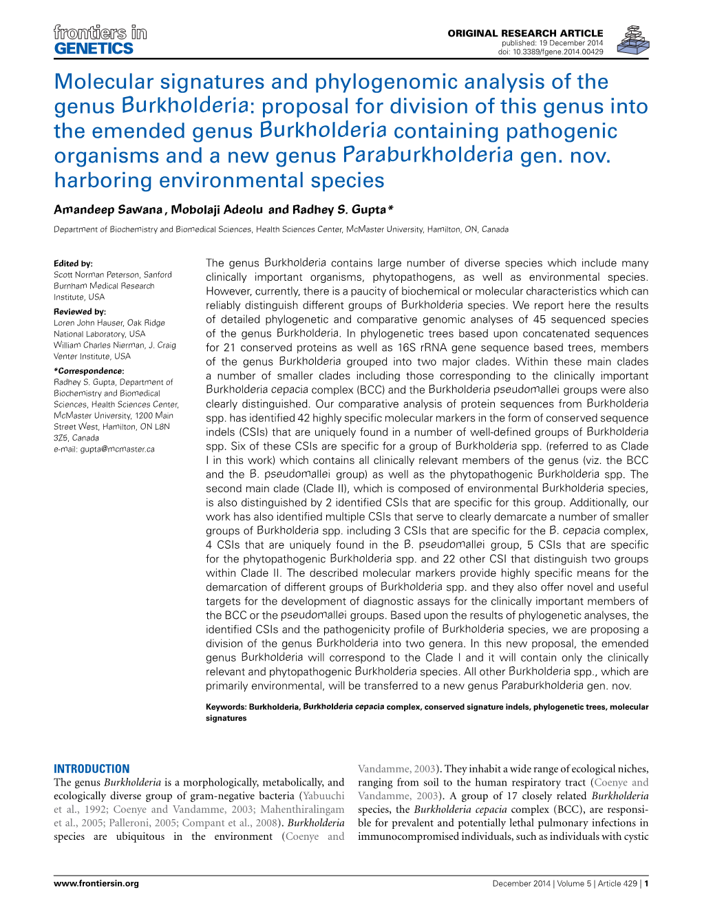 Molecular Signatures and Phylogenomic