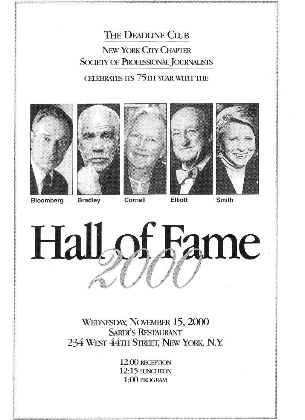 2000 Hall of Fame Program