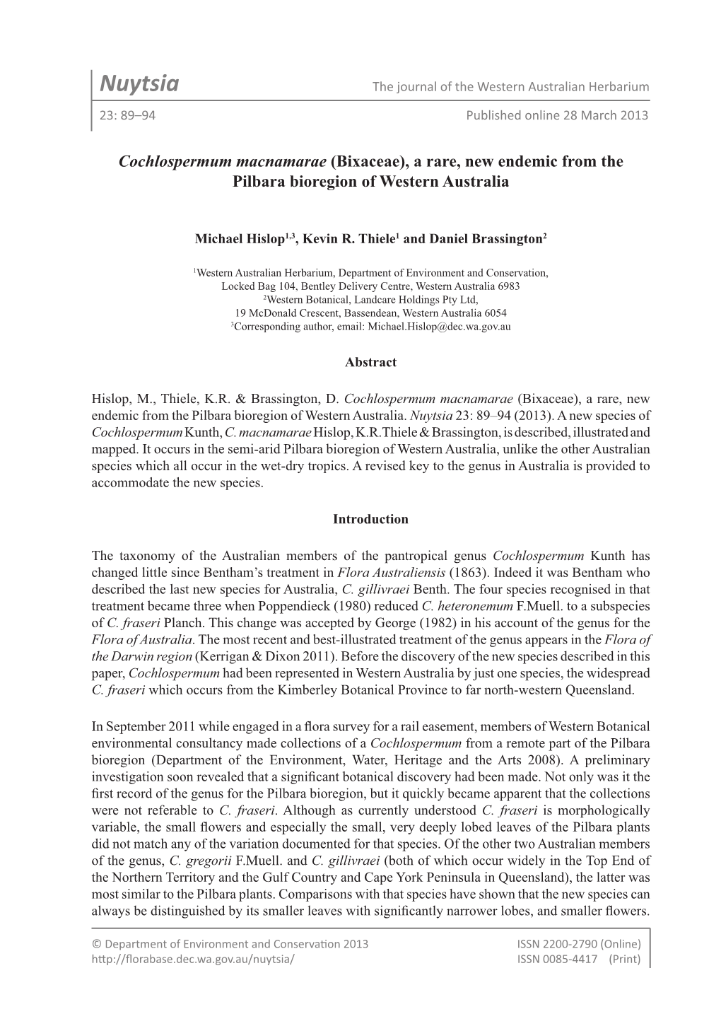 Nuytsia the Journal of the Western Australian Herbarium