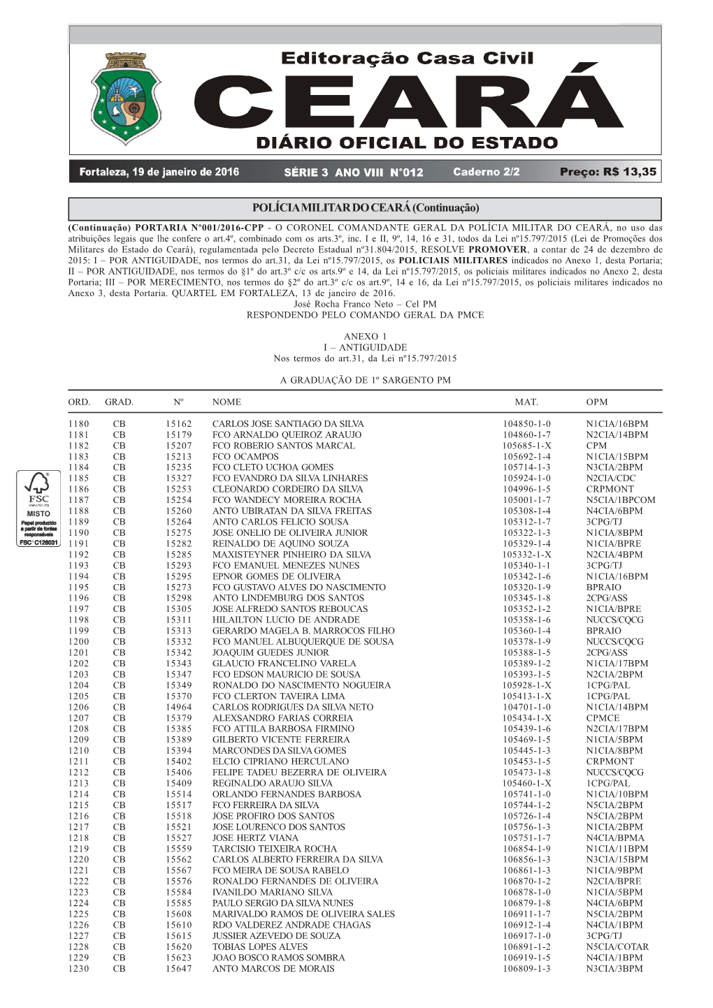 Diário Oficial Do Estado Série 3 Ano Viii Nº012 Fortaleza, 19 De Janeiro De 2016 81