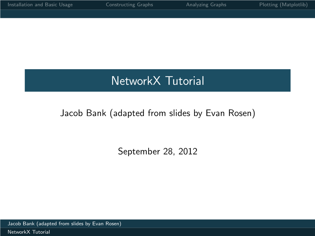 Networkx Tutorial