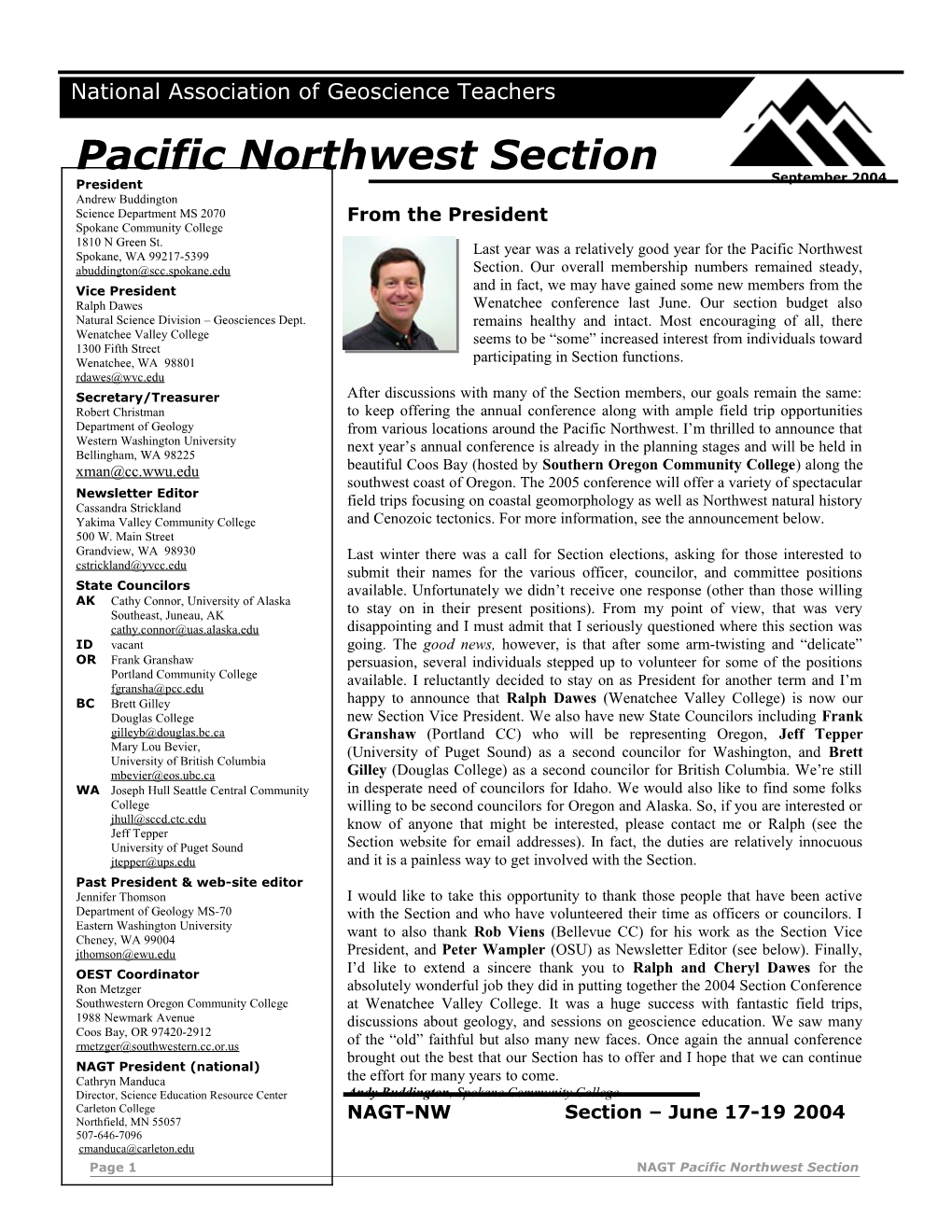 NAGT Pacific Northwest Section