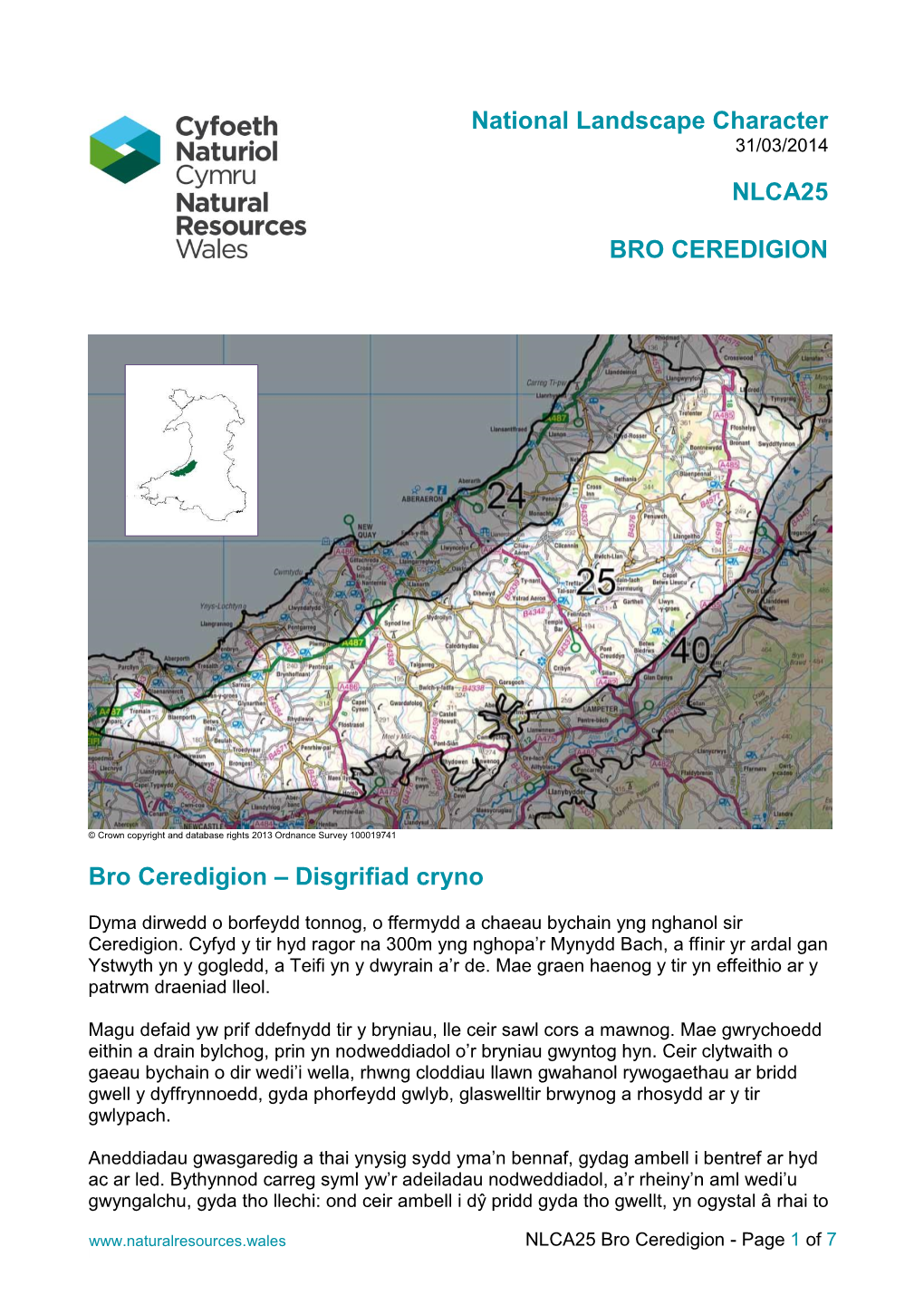 NLCA25 Bro Ceredigion - Page 1 of 7 Sinc, Deunydd Nodweddiadol O’R Rhan Hwn O’R Byd