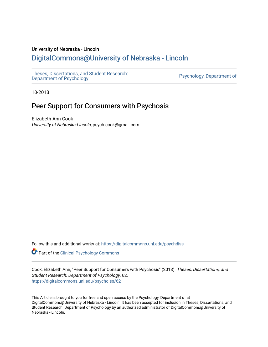 Peer Support for Consumers with Psychosis