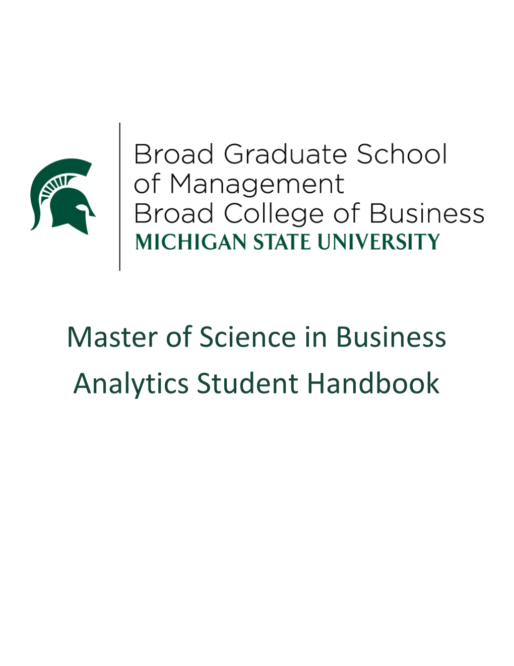 Master of Science in Business Analytics Student Handbook