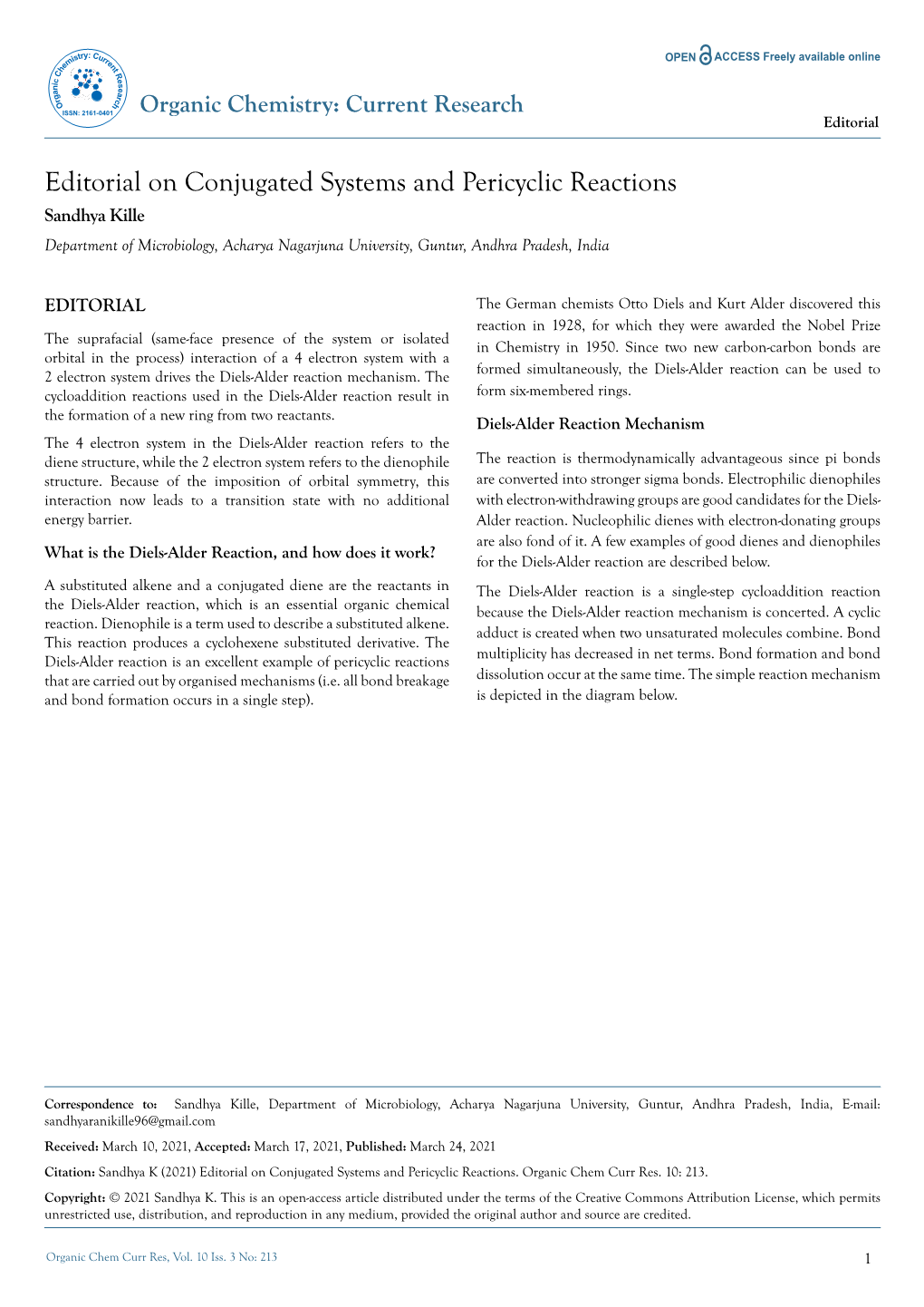 Short Notes on Conjugated Systems and Pericyclic Reactions