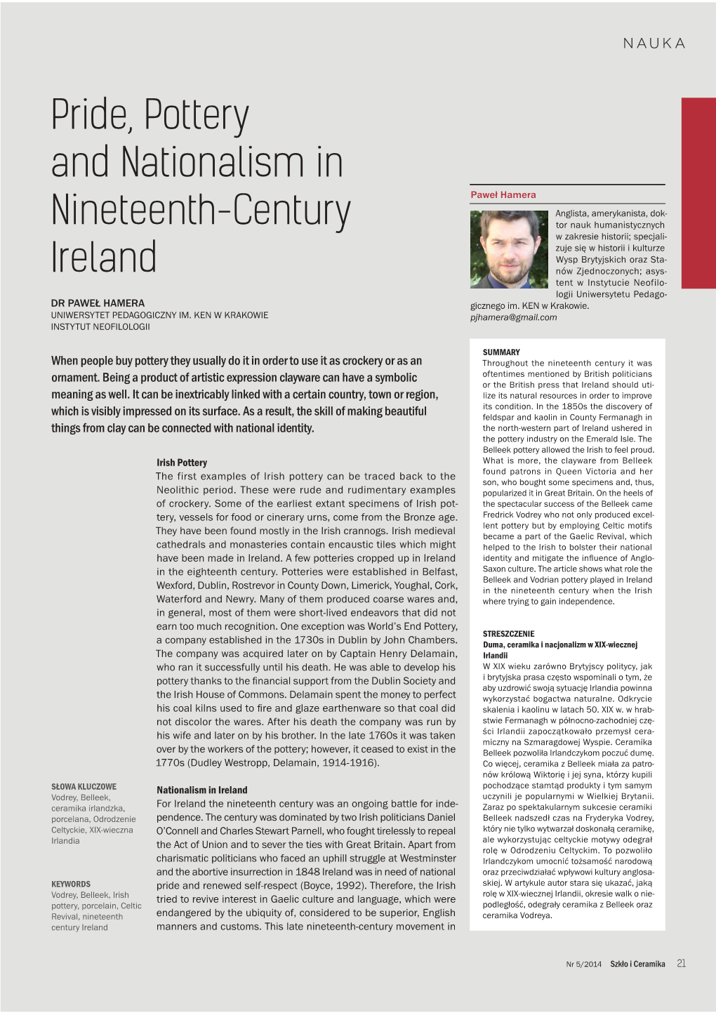 Pride, Pottery and Nationalism in Nineteenth-Century Ireland